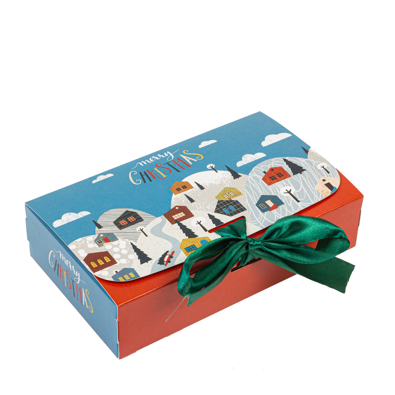 Подарункова коробка 170х100х40, "Merry Christmas" блакитно-червона