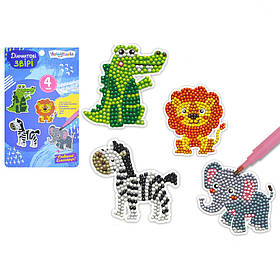 Набір для творчості Алмазна мозаїка "Тварини" Limo Toy M5879UA 4 фігурки-наліпки, Toyman