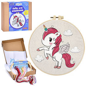 Дитячий набір для вишивання "Єдиноріжка" Limo Toy DYEK1017 п'яльце 20 см, Toyman