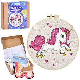 Дитячий набір для вишивання "Єдиноріг" Limo Toy DYEK1014 п'яльце 20 см, Toyman