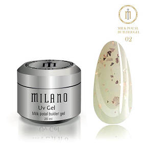 Гель для нарощування з поталлю молочний Milano Milk Potal Builder Gel 15 ml № 2