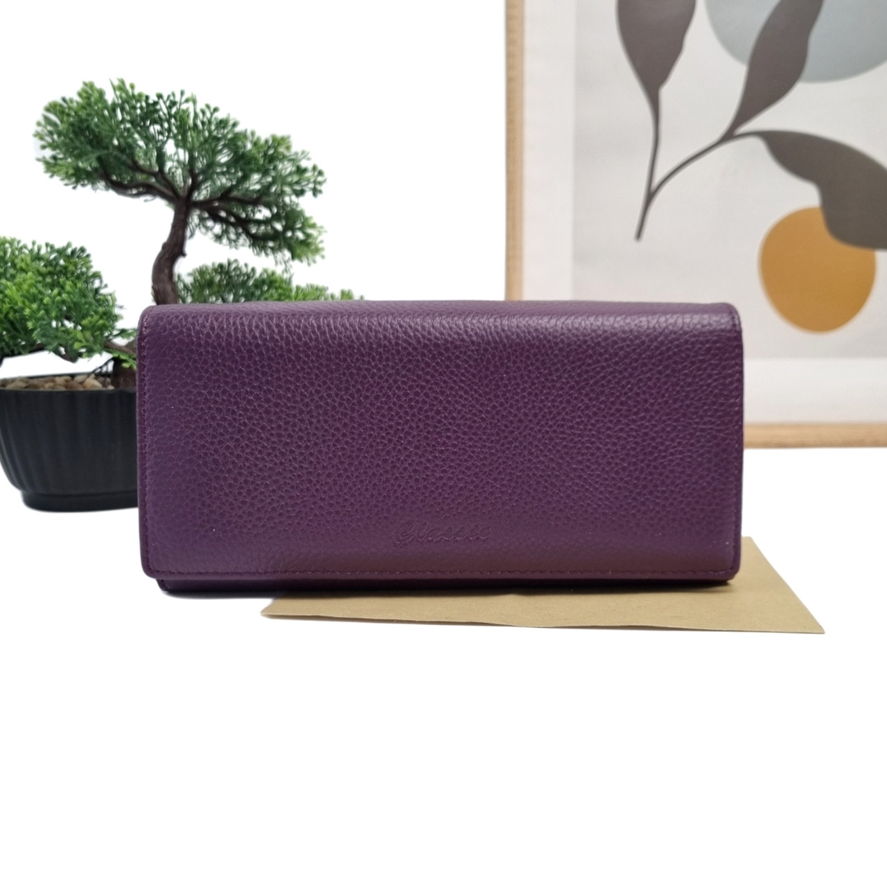 Жіночий довгий гаманець натуральна шкіра фіолетовий Арт.2202-05142-4 purple GENUINE LEATHER (59), фото 1