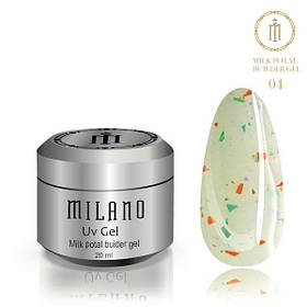 Гель для нарощування з поталлю молочний Milano Milk Potal Builder Gel 15 ml № 4