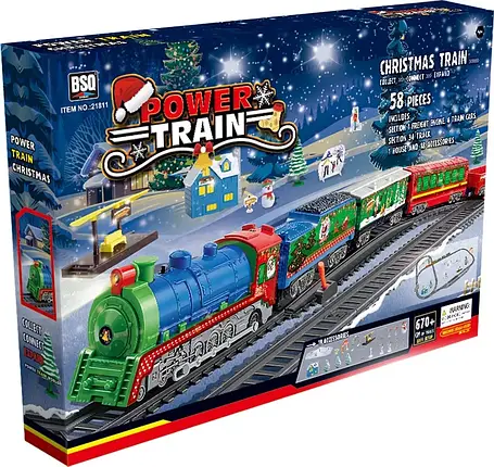 Залізниця BSQ Різдвяний Експрес 670 см, світло, 58 елементів Power Train, фото 1