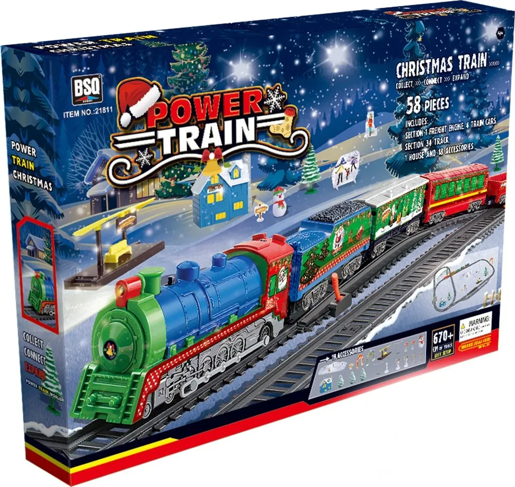 Залізниця BSQ Різдвяний Експрес 670 см, світло, 58 елементів Power Train