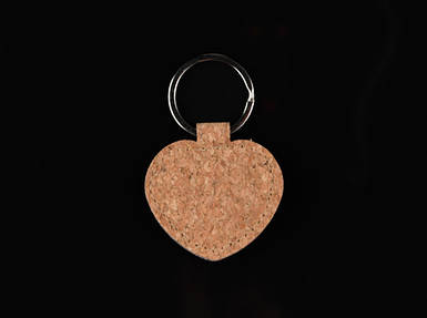 Брелок для ключів корковий з кільцем. 32мм Серце 51х51мм