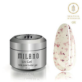 Гель для нарощування з поталлю молочний Milano Milk Potal Builder Gel 15 ml № 8