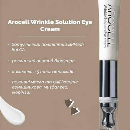 Крем для шкіри навколо очей з ботулінічним поліпептидом Arocell Wrinkle Solution Eye Cream, 15 мл, фото 3