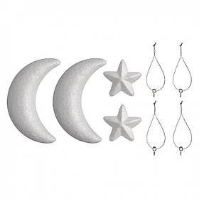 Пінопластові заготовки SANTI Місяць і зірка 12 штук мікс
