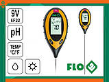 Професійний аналізатор ґрунту 4 в 1 FLO 89000, кислотність, вологість, освітленість, температура, Польща, фото 6