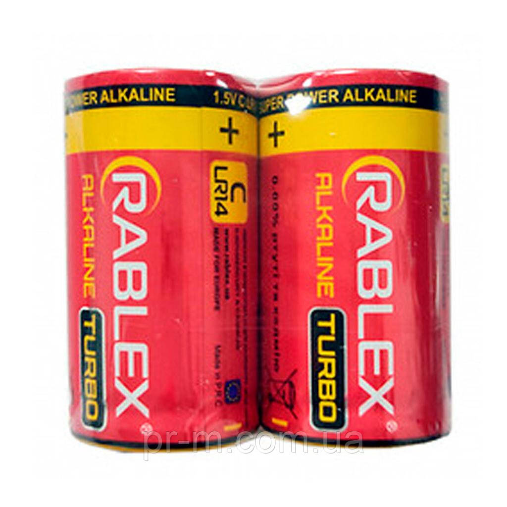 Батарейка RABLEX LR20 TURBO ALKALINE (D) (бочка) 20 шт/уп (ціна за 2шт/пара)