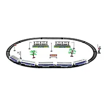 Залізниця TK Group (5 вагонів, підсвічування, локомотив, звук українською, рейки, декор) 20543, фото 3