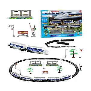 Залізниця TK Group (5 вагонів, підсвічування, локомотив, звук українською, рейки, декор) 20543, фото 2