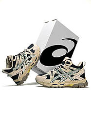 Жіночі зимові кросівки ASICS Gel-Kahana 8 Beige Green Fur, кеди Асикс шкіра текстиль на хутрі. Жіноче взуття