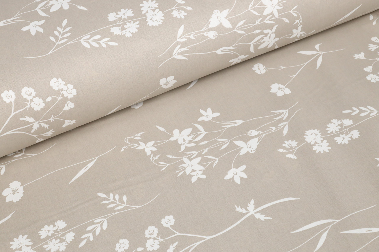 Ранфорс 240 см Польові квіти, бежевий Organic cotton