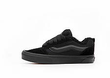 Чоловічі зимові низькі кеди Vans Skool KNU Winter Fur Total Black Ванс КНУ чорні на хутрі унісекс, фото 3
