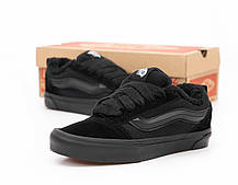 Чоловічі зимові низькі кеди Vans Skool KNU Winter Fur Total Black Ванс КНУ чорні на хутрі унісекс, фото 5