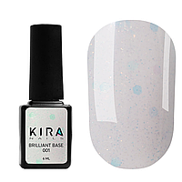 База камуфлююча Kira Nails Brilliant Base №001, ніжно-лілова з каміфубіками, 6 мл