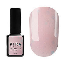 База камуфлююча Kira Nails Brilliant Base №002, рожево-лілова з каміфубіками, 6 мл