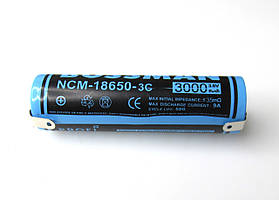 Акумулятор Bossman Profi 18650 3000mAh Li-Ion з пелюстками для пайки 3.7V