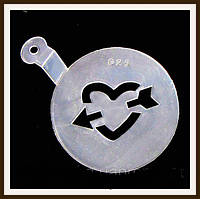 Трафарет маленький діаметр 7,4 см Серце зі стрілою