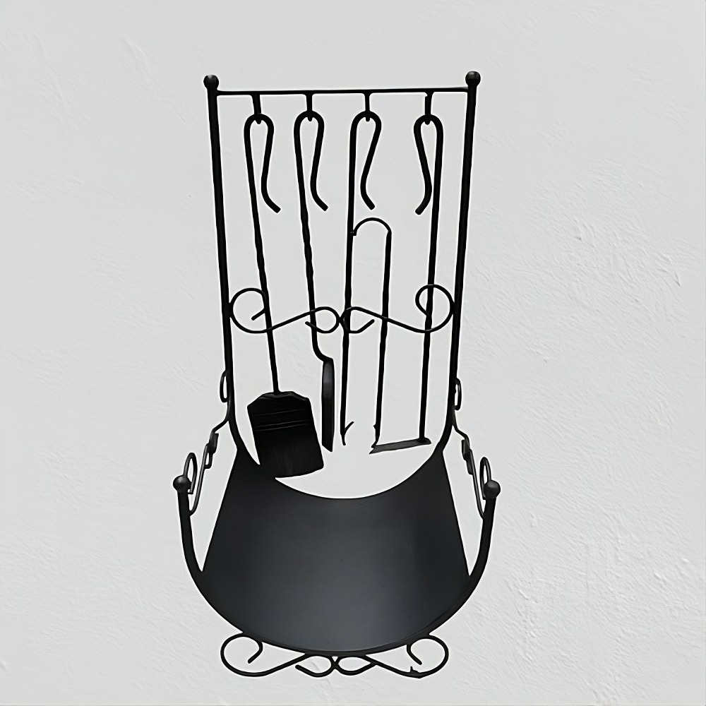 Набір для каміну з підставкою для дров 4 (чорний), фото 1