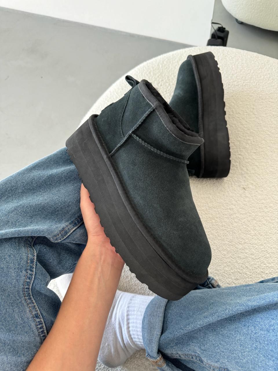 Зимові Жіночі Черевики UGG Ultra Mini Platform Black | чорні на платформі, розміри 36–41, фото 1