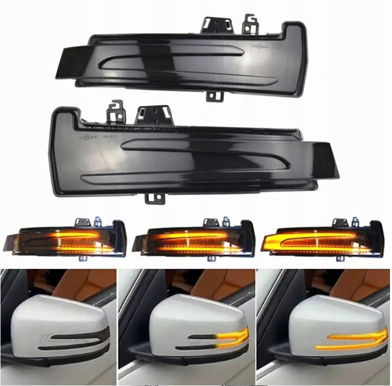Повторювач поворотів дзеркала W204 Mercedes C S204 2009-2014 Мерседес С 204 (2шт динамічні чорні ЛЕД), фото 1