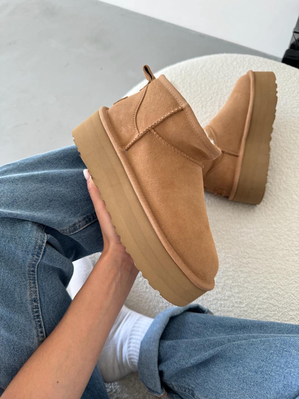 Зимові Жіночі Черевики UGG Ultra Mini Platform Ginger | рудо-каштанові на платформі, розміри 36–41