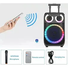 Портативна колонка Bluetooth Q-YX8000 бездротова акустична система з підсвіткою та мікрофоном, фото 6