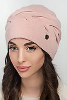 Жіноча шапка тюрбан із драпірованою прикрасою з флісом