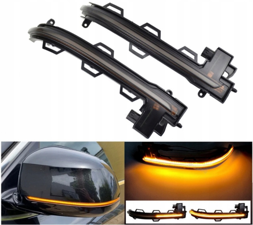 Повторювач повороту на дзеркалі BMW X6 F16 2014-2019 БМВ Х6 Ф16 (2шт динамічні чорні ЛЕД)