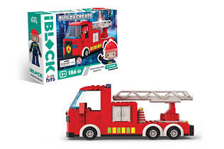 Конструктор Kids hits IBLOCK JUNIOR KH17/001/3 186 деталей Пожежна машина, коробка 24*16*6 см