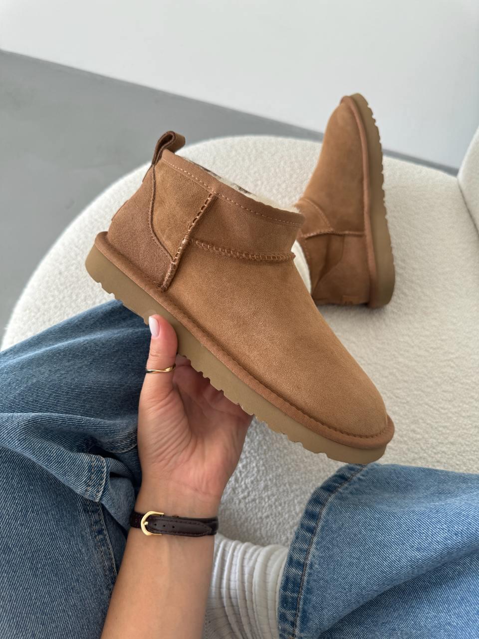 Зимові Жіночі Черевики UGG Ultra Mini Brown | коричневі укорочені, розміри 36–45, фото 1