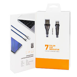Кабель USB - Type-C LDNIO LS462 2.4A 2м LED сірий, фото 3