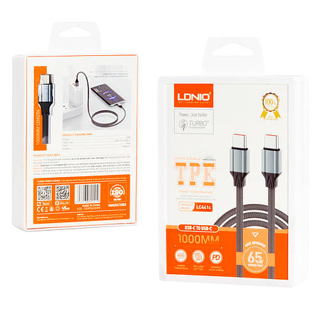 Кабель Type-C-Type-C LDNIO LC441c 1м сірий, фото 1