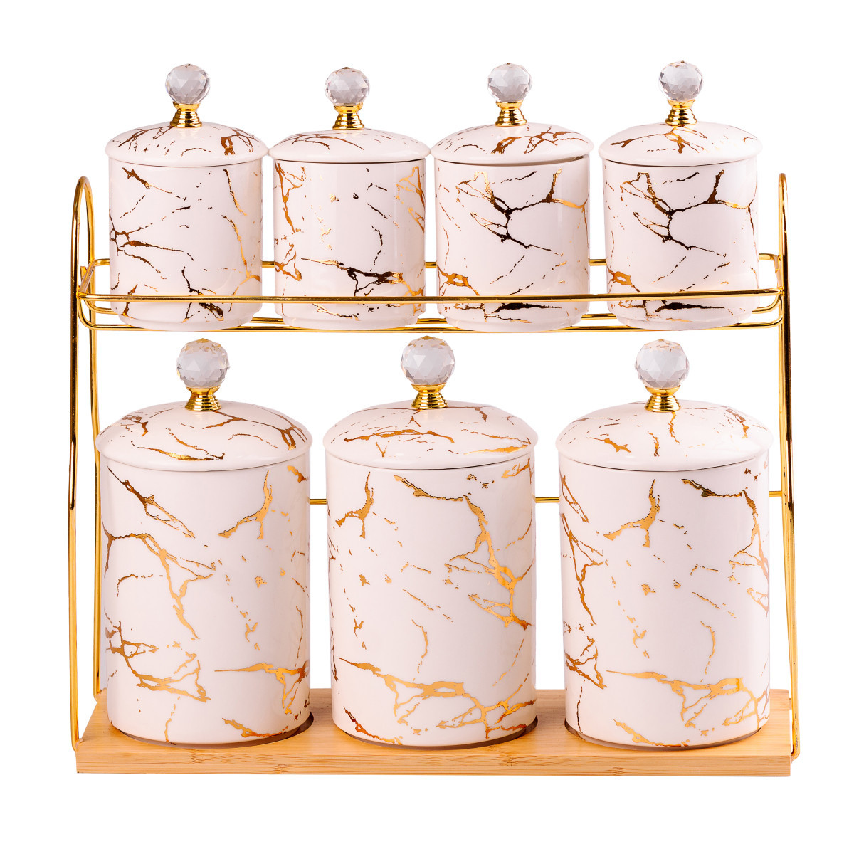 Набір для сипучих продуктів на металевій підставці 7 предметів по 300 мл і 700 мл, фото 1