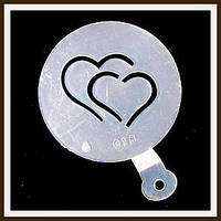 Трафарет маленький діаметр 7,4 см Два серця