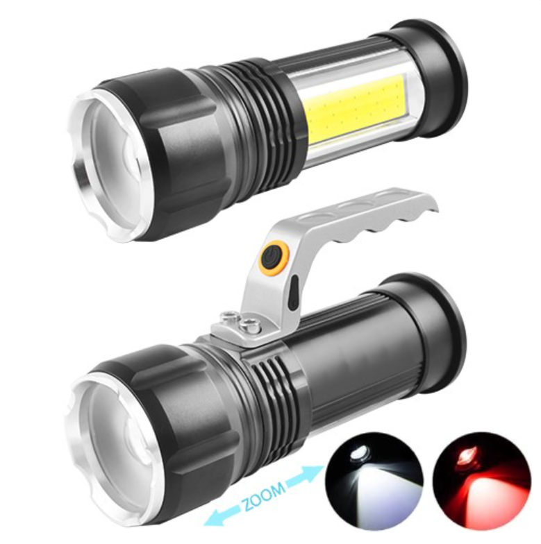 Ручний ліхтар Police S912-XPE+COB, Білий, Червоний, 2x18650, zoom, ЗУ 220V, 12V, фото 1