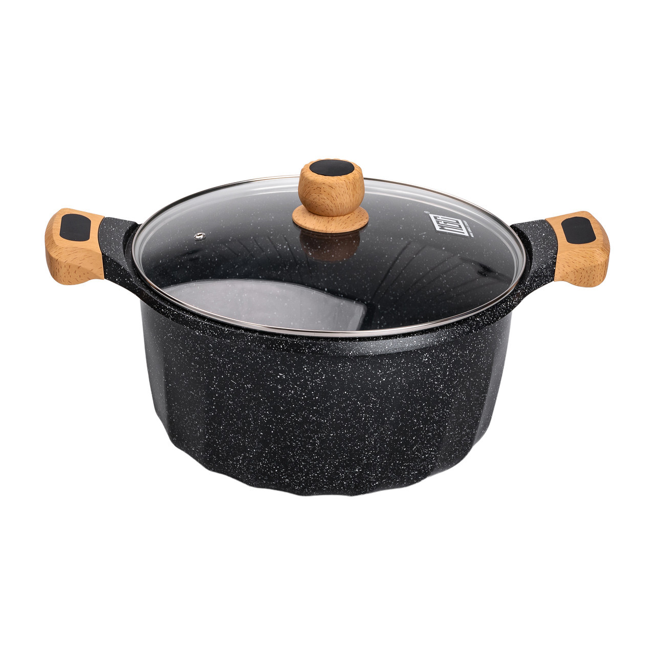 Велика алюмінієва каструля об'ємом 11 літрів з кришкою Ø32 см з антипригарним покриттям MGC, фото 1