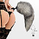 Силіконова анальна пробка з хвостом із натурального хутра Art of Sex size M Artctic fox, фото 4