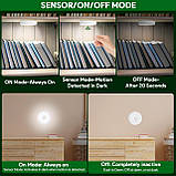 Внутрішній світильник з датчиком руху, Світлодіодне нічне світло, що перезаряджається, 2 кольори 3 режими Stick On Stair Lights, фото 3