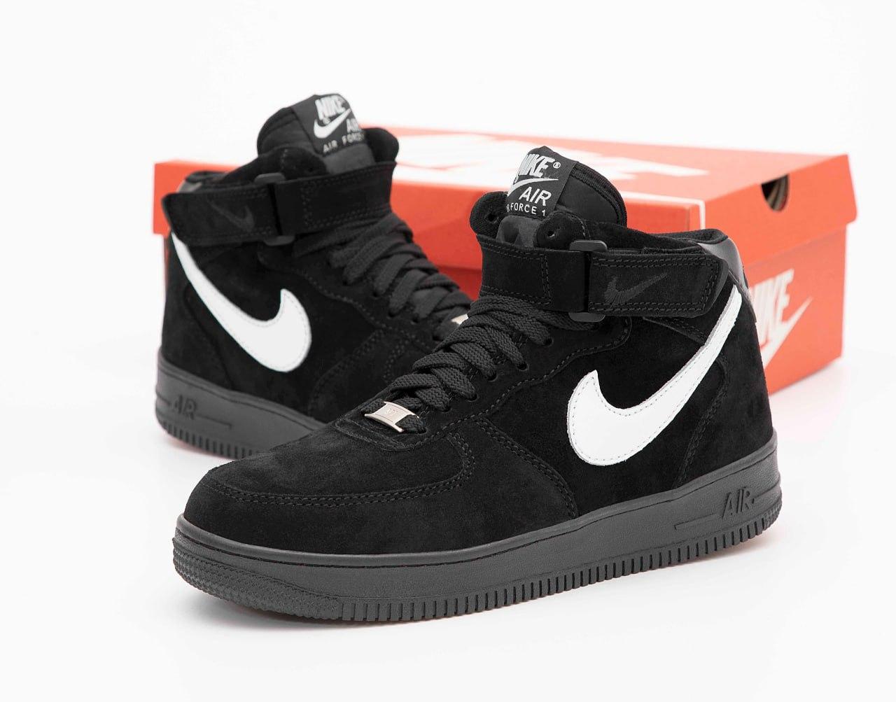 Зимові Чоловічі Кросівки Nike Air Force 1 Winter High Black | високі чорні з хутром, розміри 41–45