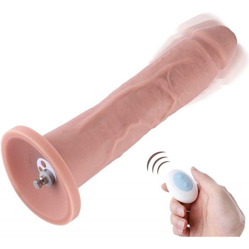 Фалоімітатор 10.2″ з вібрацією для секс-машин Hismith Silicone Dildo with Vibe, KlicLok, пульт ДК, фото 1
