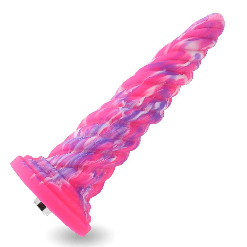 Фантазійний фалоімітатор 10.12″ для секс-машин Hismith Silicone Dildo rose Monster Series, KlicLok, фото 1