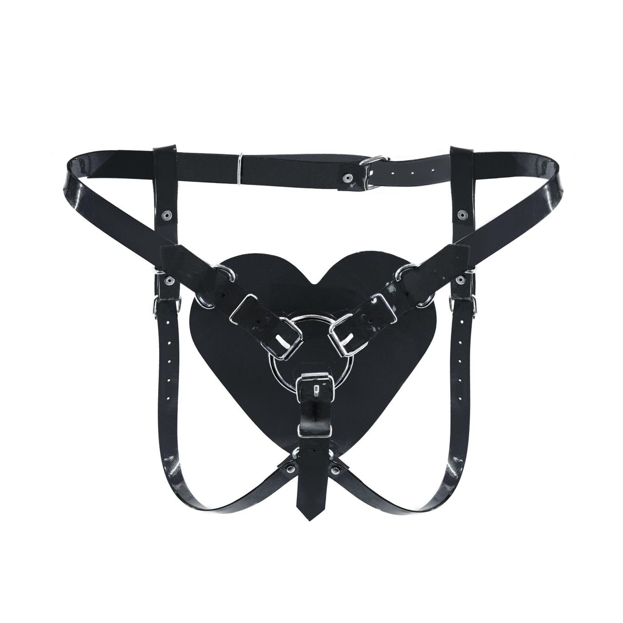 Трусики Серце для страпону Feral Feelings - Hearts Strap-on Belt Black, фото 1