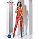 Бодістокінг Passion BS066 One Size, Red, комбінезон, імітація панчіх і пояса з гартерами, фото 2
