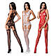 Бодістокінг Passion BS066 One Size, Red, комбінезон, імітація панчіх і пояса з гартерами, фото 3