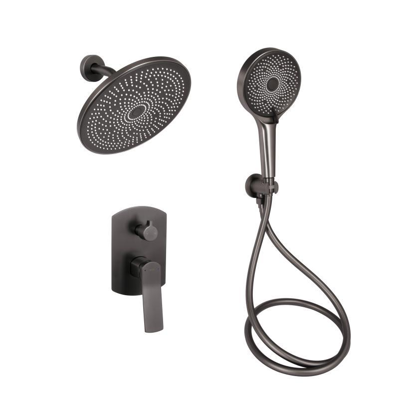 Душова система універсальна Qtap Slavonice прихованого монтажу на два споживача QTSLA113GMB45899 Gunmetal, фото 1