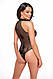 Боди Noir Handmade F314 Ego flocked mesh halter bodysuit - L, фото 2